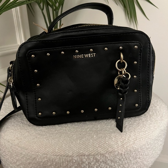 Nine West Black Crossbody Bag with Gold Accents - Picture 1 of 2